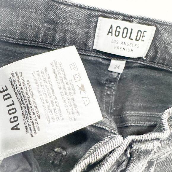 AGOLDE Black Stretch Denim Jeans Ripped Charcoal Skinny A018 C-844 Size 24 - Picture 7 of 9